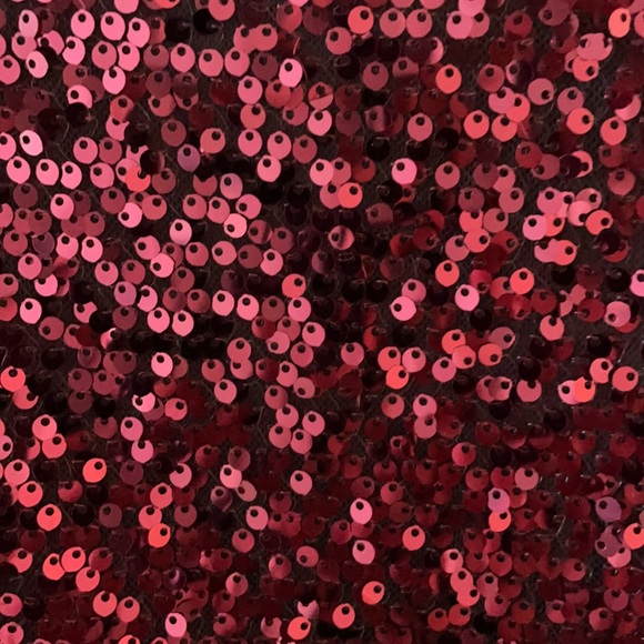 Cache red sequin mini dress, cowl neck, elastic waist W/ black tie belt size 4 - Picture 6 of 7